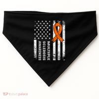 MS Multiple Sclerosis Awareness Orange Ribbon USA-Made Doggie Bandana thumb 0