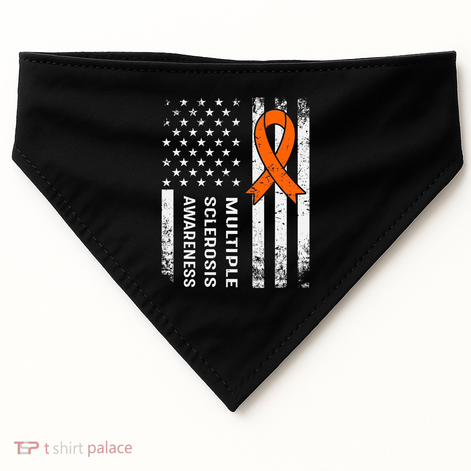 MS Multiple Sclerosis Awareness Orange Ribbon USA-Made Doggie Bandana
