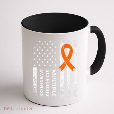 MS Multiple Sclerosis Awareness Orange Ribbon Coffee Mug back