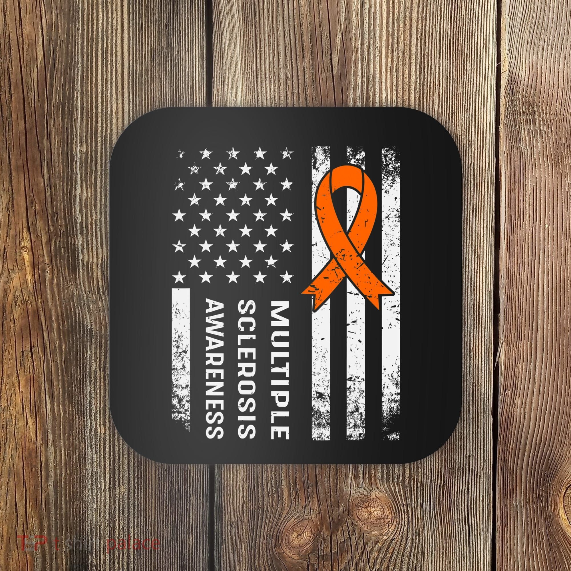 MS Multiple Sclerosis Awareness Orange Ribbon Coaster