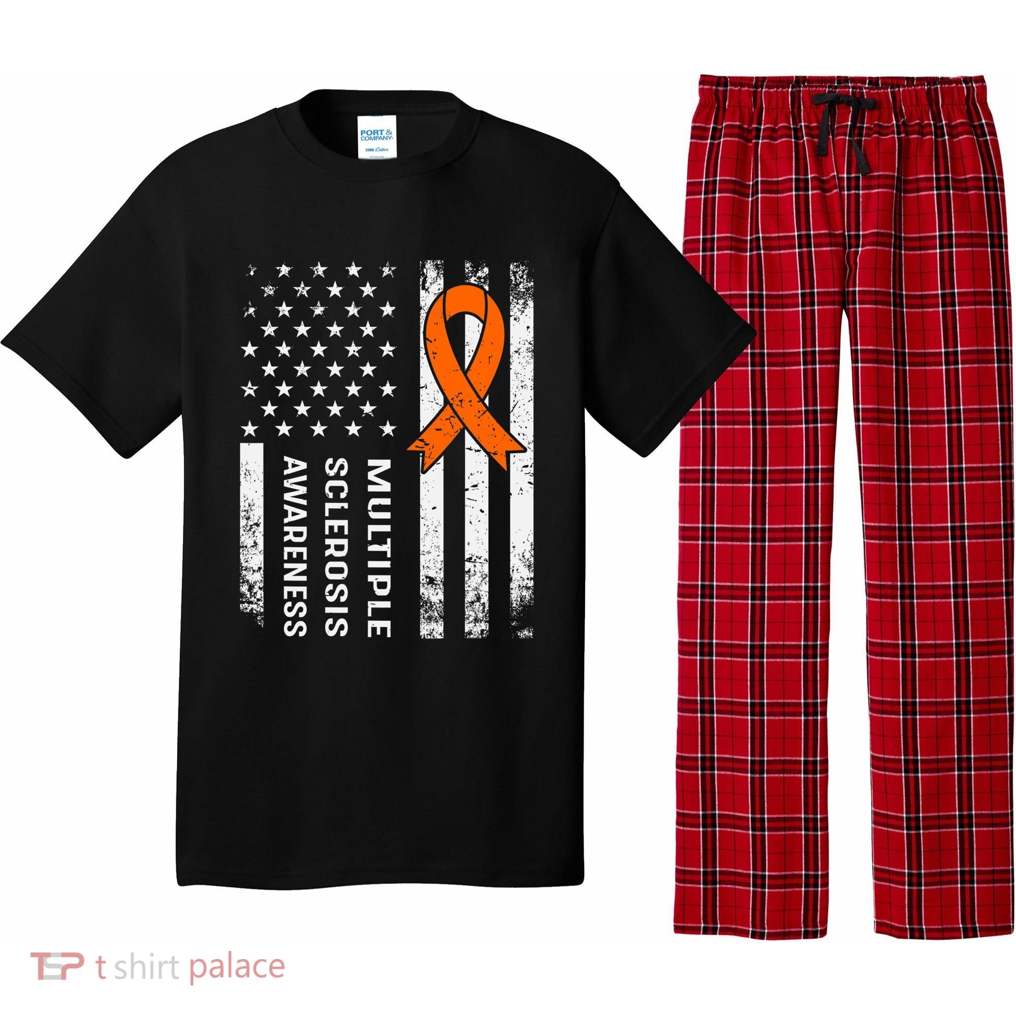 MS Multiple Sclerosis Awareness Orange Ribbon Pajama Set