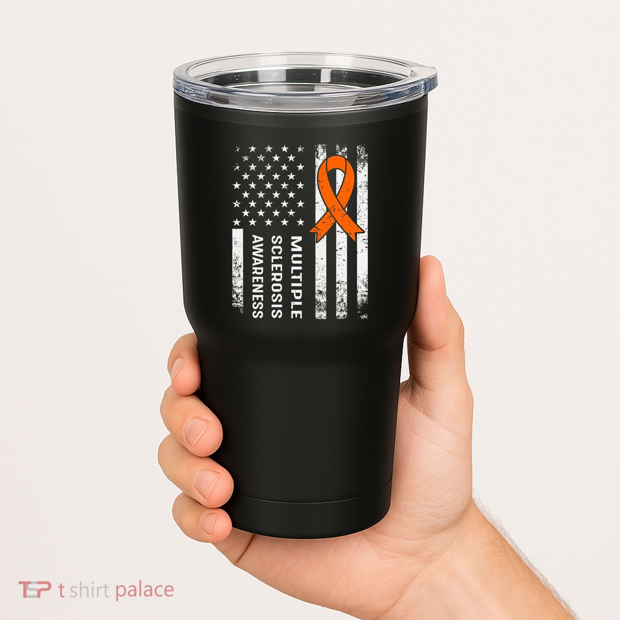 MS Multiple Sclerosis Awareness Orange Ribbon Tumbler
