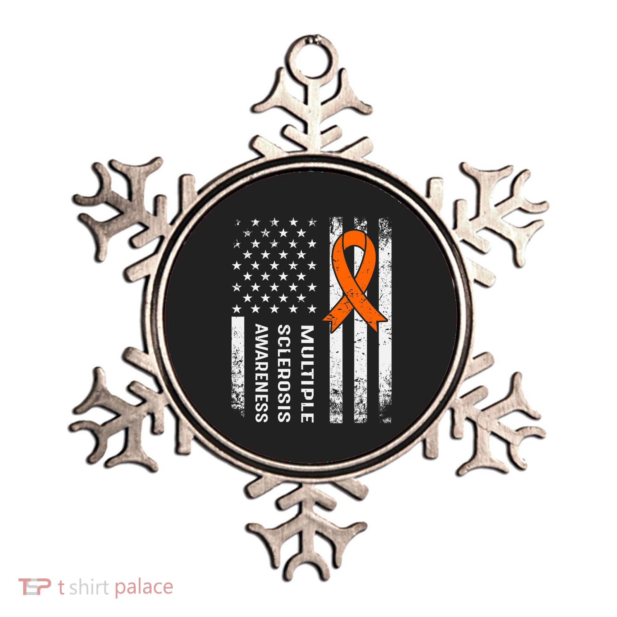 MS Multiple Sclerosis Awareness Orange Ribbon Ornament