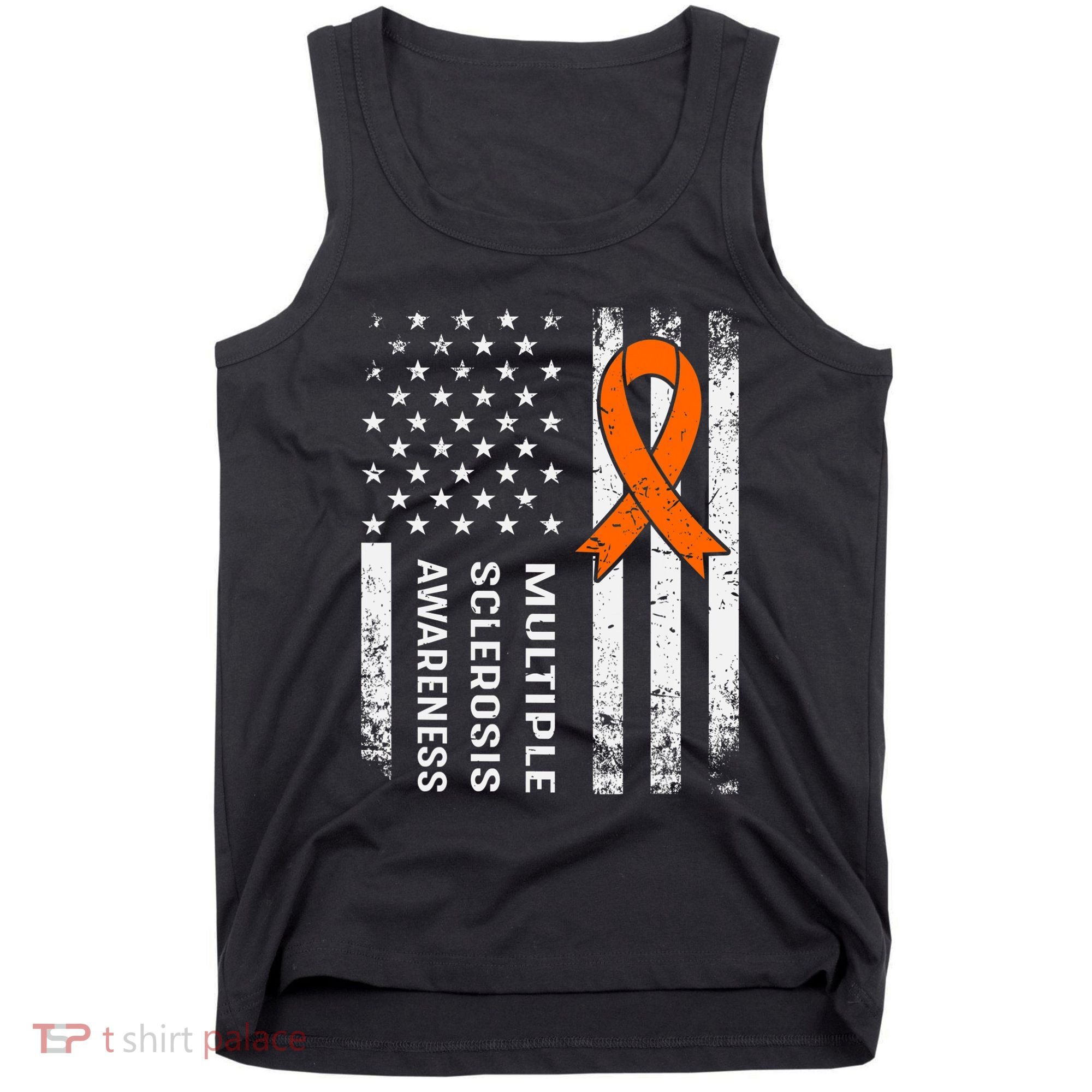 MS Multiple Sclerosis Awareness Orange Ribbon Tank Top