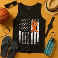 MS Multiple Sclerosis Awareness Orange Ribbon Tank Top thumb 4