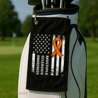 MS Multiple Sclerosis Awareness Orange Ribbon Golf Towel thumb 2