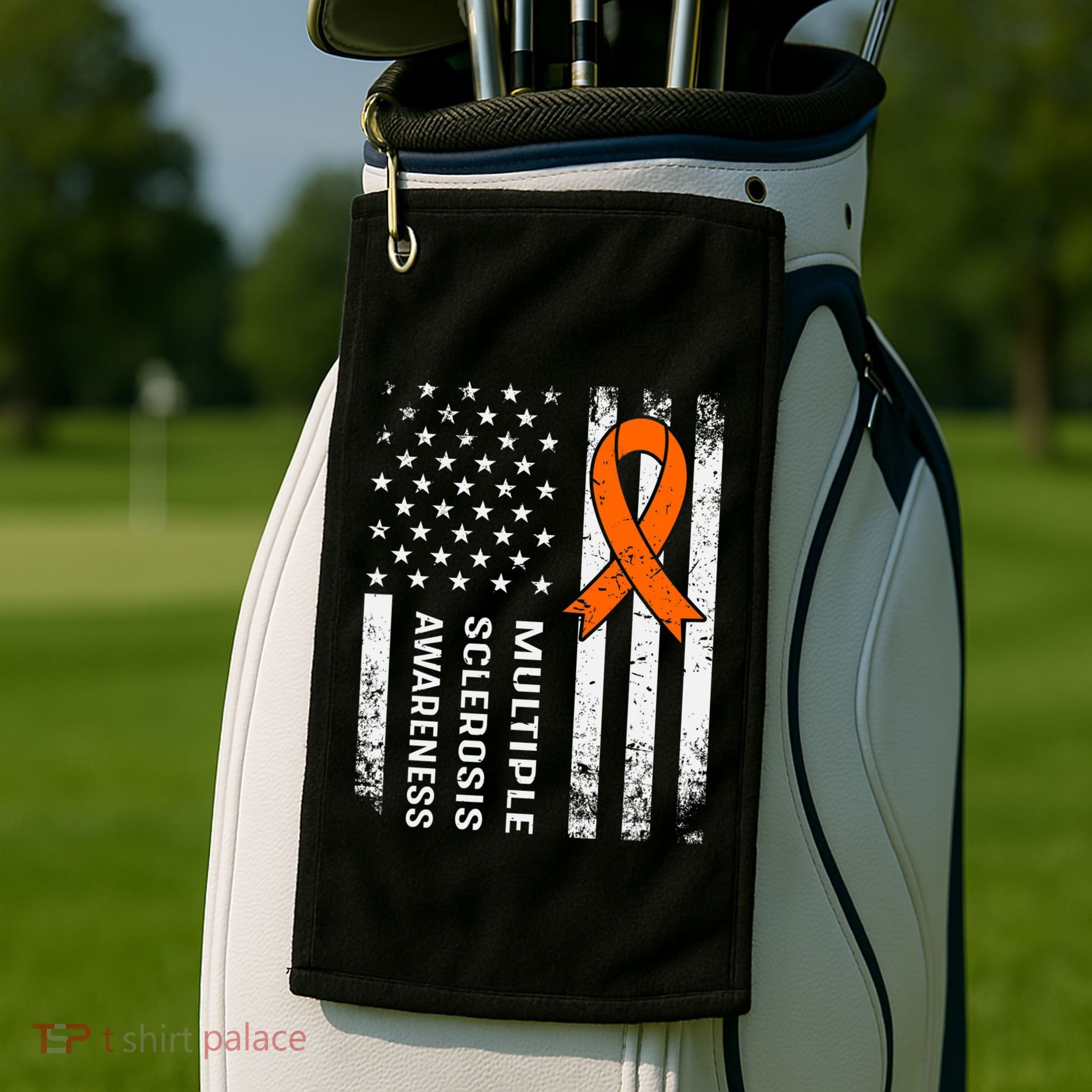 MS Multiple Sclerosis Awareness Orange Ribbon Golf Towel