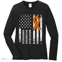 MS Multiple Sclerosis Awareness Orange Ribbon Women's Long Sleeve Shirt thumb 0