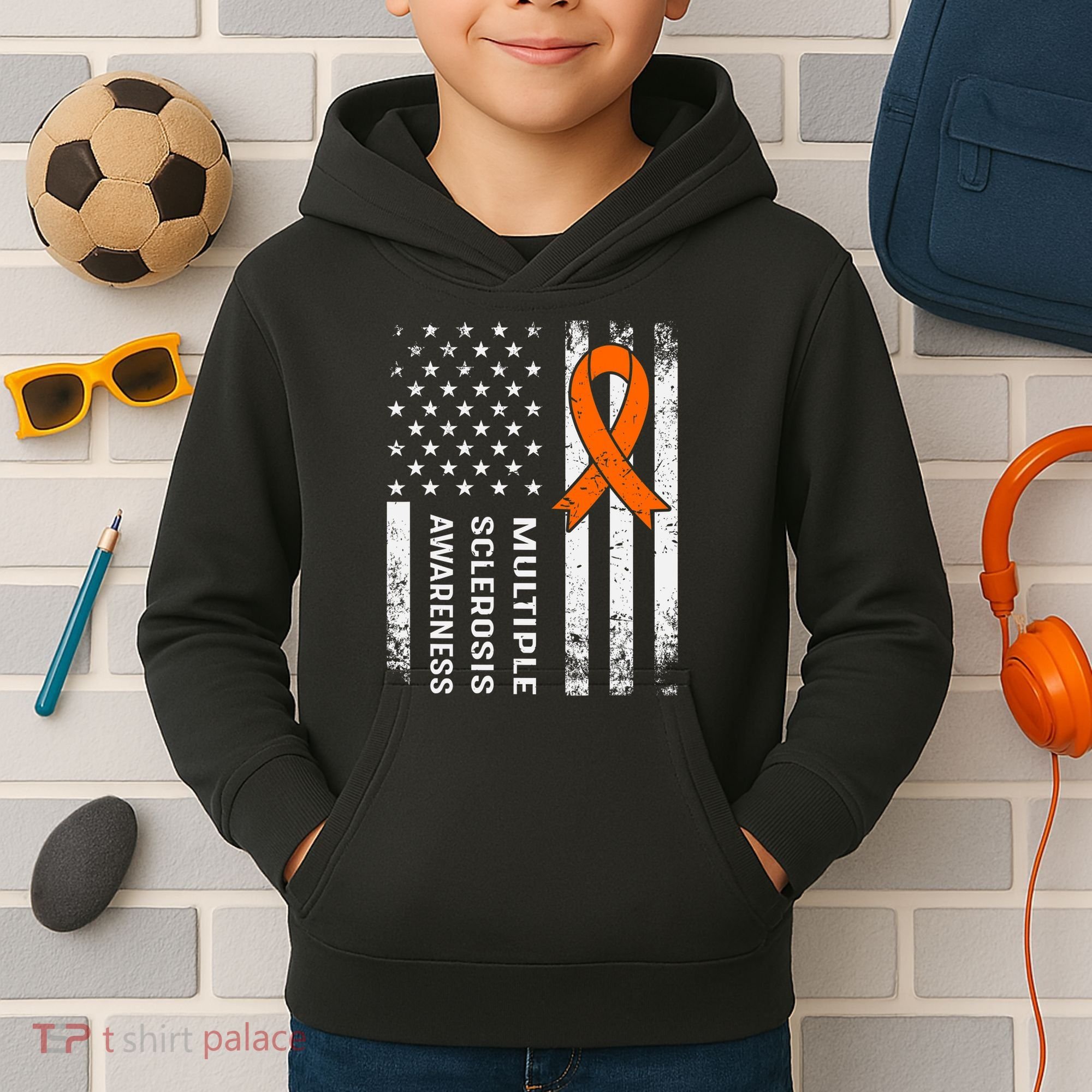 MS Multiple Sclerosis Awareness Orange Ribbon Kids Hoodie