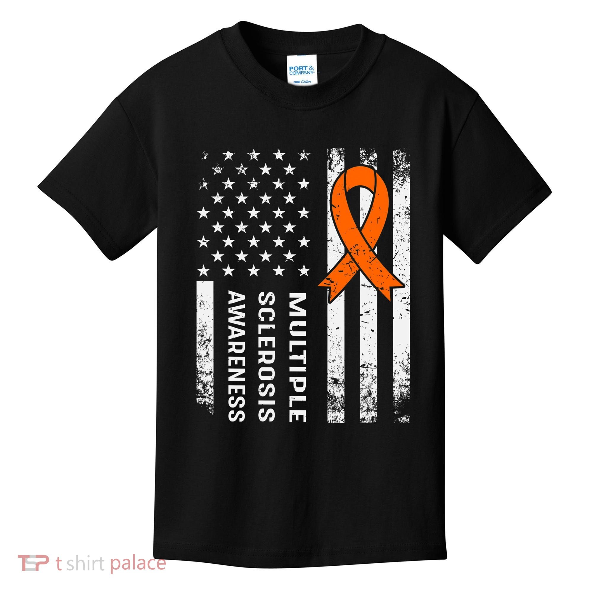 MS Multiple Sclerosis Awareness Orange Ribbon Kids T-Shirt