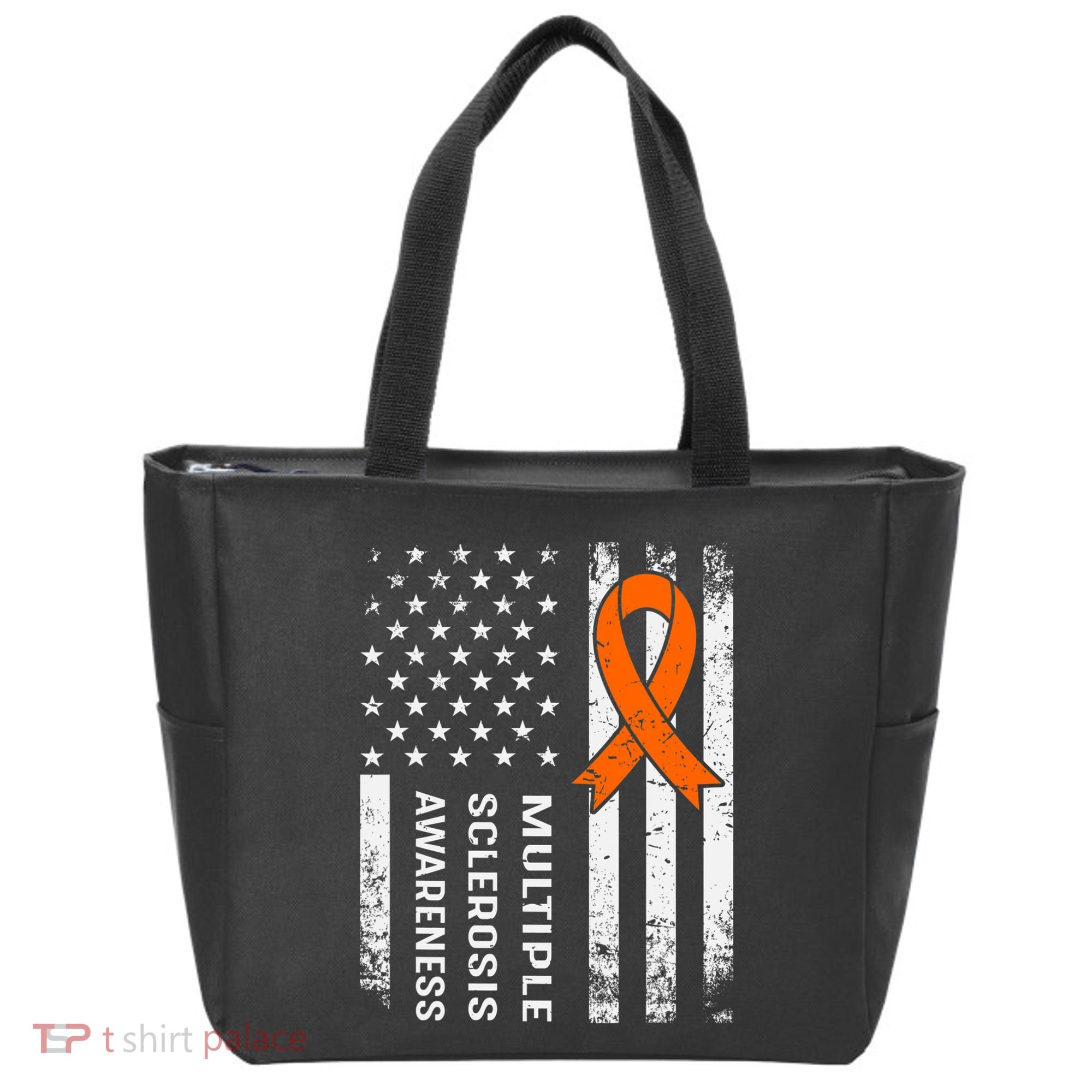 MS Multiple Sclerosis Awareness Orange Ribbon Tote Bag