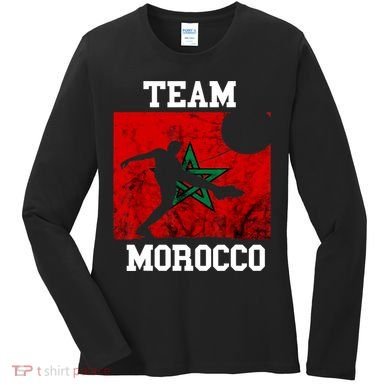 Morocco Moroccan Soccer Team Moroccan Pride Morocco Flag Women's Long Sleeve Shirt