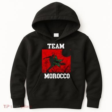 Morocco Moroccan Soccer Team Moroccan Pride Morocco Flag Kids Hoodie
