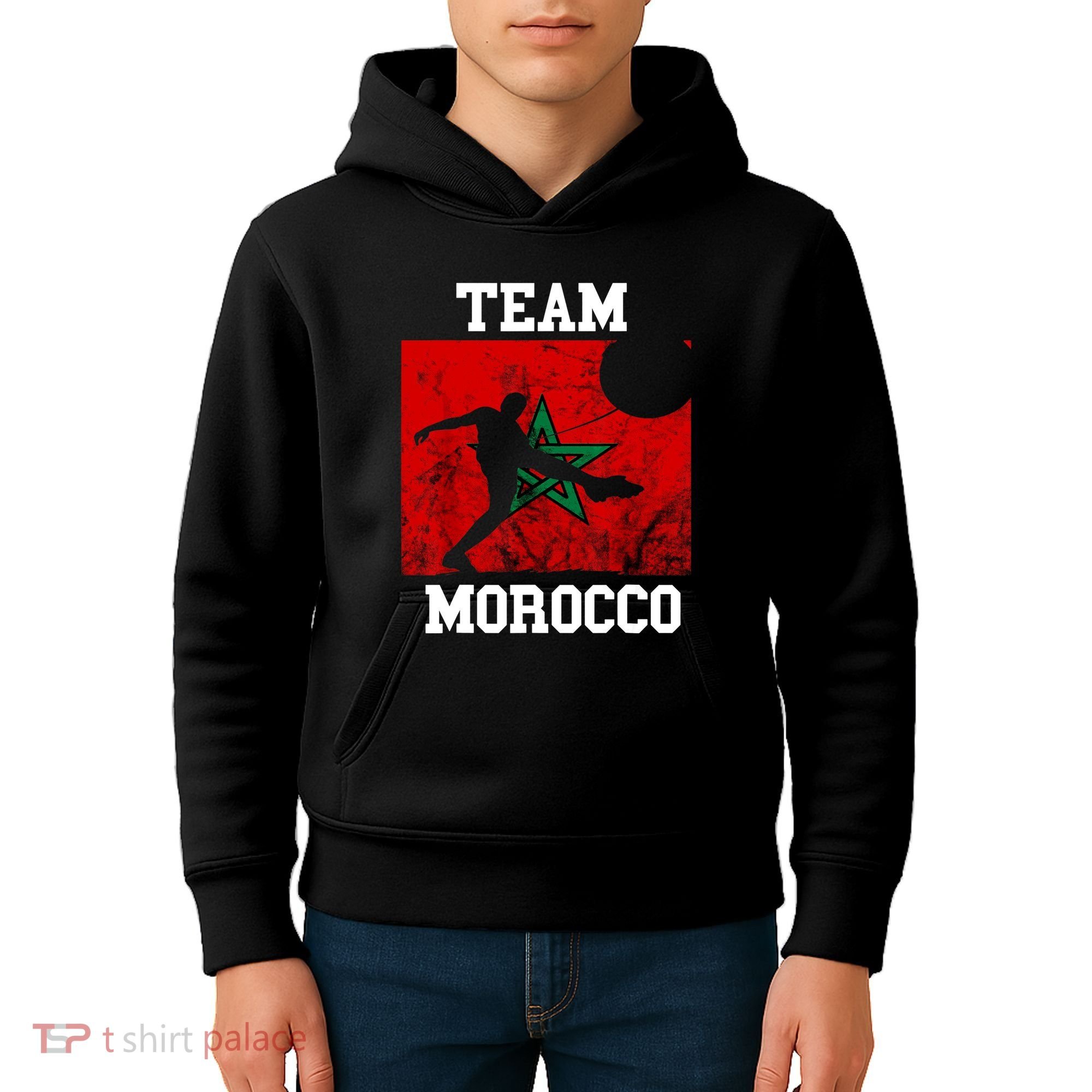 Morocco Moroccan Soccer Team Moroccan Pride Morocco Flag Kids Hoodie
