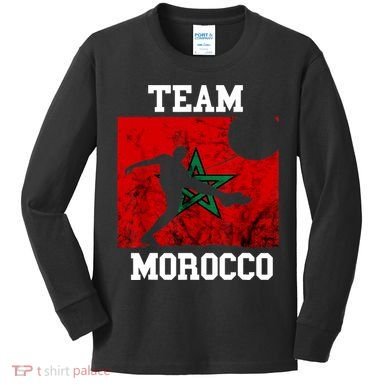 Morocco Moroccan Soccer Team Moroccan Pride Morocco Flag Kids Long Sleeve Shirt