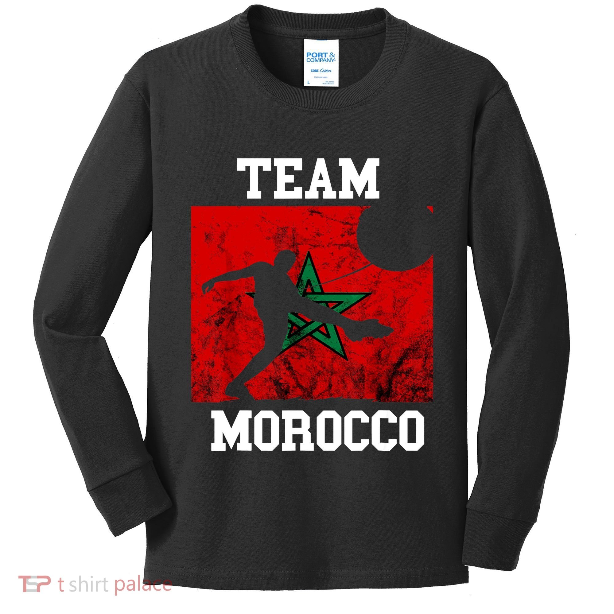 Morocco Moroccan Soccer Team Moroccan Pride Morocco Flag Kids Long Sleeve Shirt