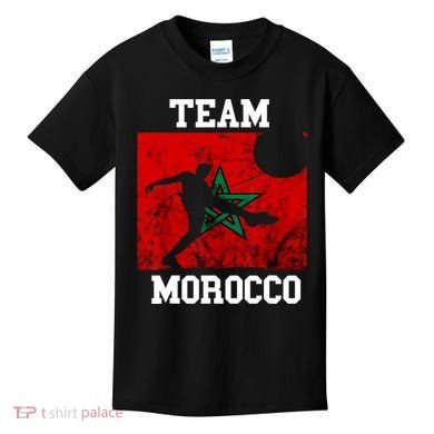Morocco Moroccan Soccer Team Moroccan Pride Morocco Flag Kids T-Shirt