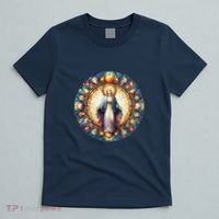 Mother Mary Stained Glass Collection: Mother Of God Jesus Christ Catholic T-Shirt thumb 5