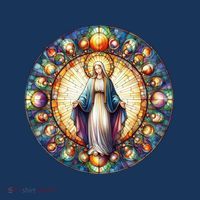 Mother Mary Stained Glass Collection: Mother Of God Jesus Christ Catholic T-Shirt thumb 7