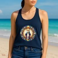 Mother Mary Stained Glass Collection: Mother Of God Jesus Christ Catholic Women's Tank Top thumb 2