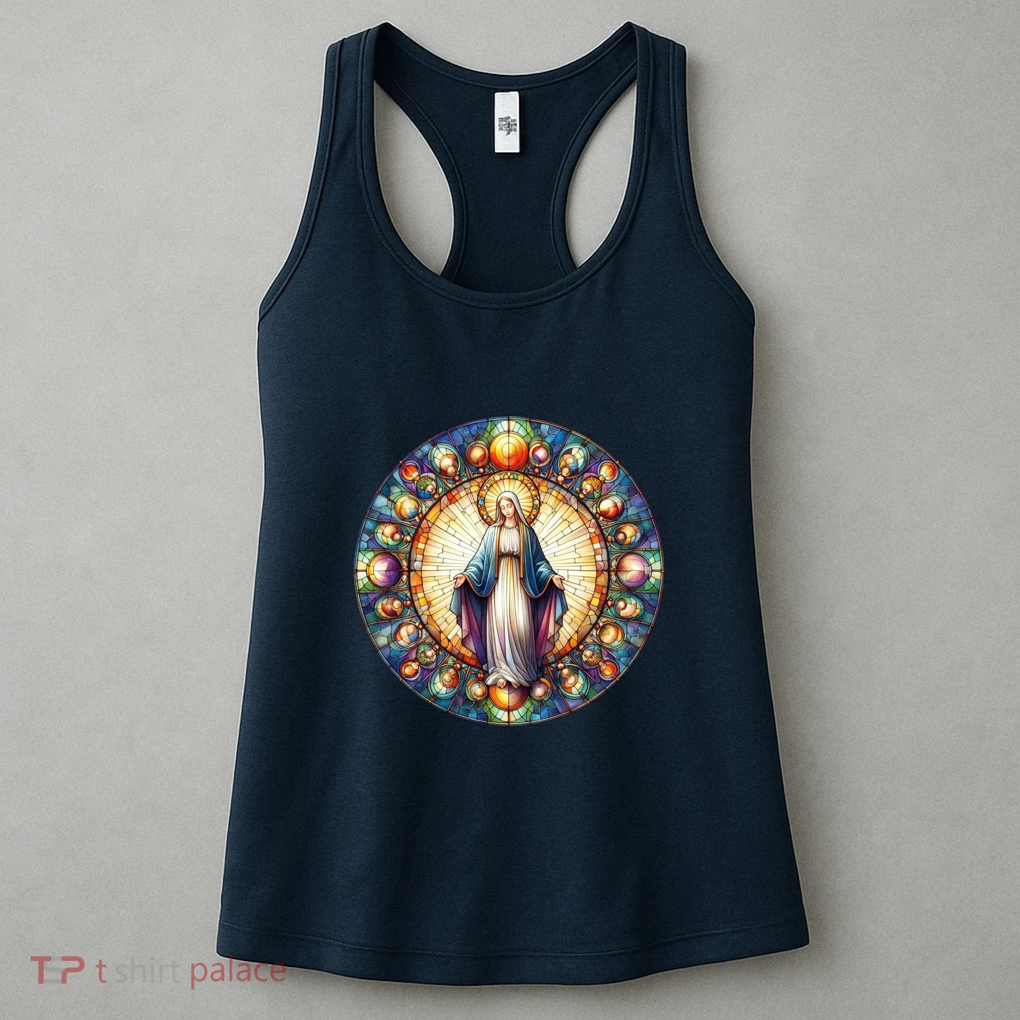 Mother Mary Stained Glass Collection: Mother Of God Jesus Christ Catholic Women's Tank Top