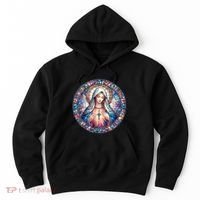 Mother Mary Stained Glass Collection: Heart God Jesus Christ Cross Catholic Hoodie thumb 0