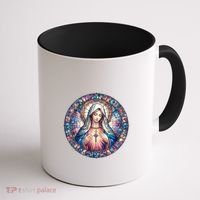Mother Mary Stained Glass Collection: Heart God Jesus Christ Cross Catholic Coffee Mug thumb 1