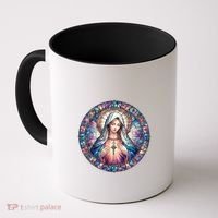 Mother Mary Stained Glass Collection: Heart God Jesus Christ Cross Catholic Coffee Mug thumb 0
