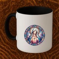 Mother Mary Stained Glass Collection: Heart God Jesus Christ Cross Catholic Coffee Mug thumb 2