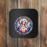Mother Mary Stained Glass Collection: Heart God Jesus Christ Cross Catholic Coaster thumb 0