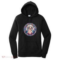 Mother Mary Stained Glass Collection: Heart God Jesus Christ Cross Catholic Women's Hoodie thumb 0