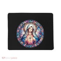 Mother Mary Stained Glass Collection: Heart God Jesus Christ Cross Catholic Mousepad thumb 0