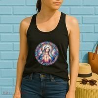 Mother Mary Stained Glass Collection: Heart God Jesus Christ Cross Catholic Women's Tank Top thumb 2