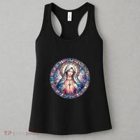 Mother Mary Stained Glass Collection: Heart God Jesus Christ Cross Catholic Women's Tank Top thumb 3