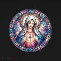Mother Mary Stained Glass Collection: Heart God Jesus Christ Cross Catholic Women's Tank Top thumb 5