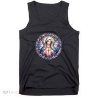 Mother Mary Stained Glass Collection: Heart God Jesus Christ Cross Catholic Tank Top thumb 0