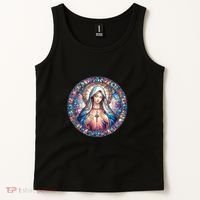 Mother Mary Stained Glass Collection: Heart God Jesus Christ Cross Catholic Tank Top thumb 2