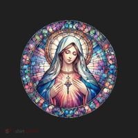 Mother Mary Stained Glass Collection: Heart God Jesus Christ Cross Catholic Golf Towel thumb 3