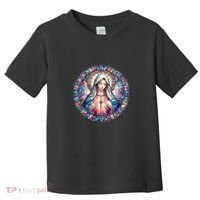 Mother Mary Stained Glass Collection: Heart God Jesus Christ Cross Catholic Toddler T-Shirt thumb 0