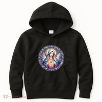 Mother Mary Stained Glass Collection: Heart God Jesus Christ Cross Catholic Kids Hoodie thumb 0