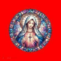 Mother Mary Stained Glass Collection: Heart God Jesus Christ Cross Catholic Santa Hat thumb 1