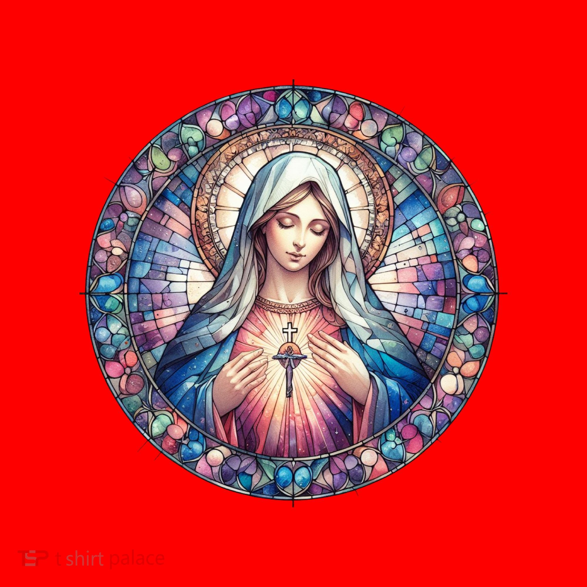 Mother Mary Stained Glass Collection: Heart God Jesus Christ Cross Catholic Santa Hat