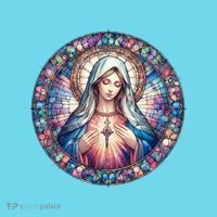 Mother Mary Stained Glass Collection: Heart God Jesus Christ Cross Catholic T-Shirt thumb 6