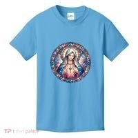 Mother Mary Stained Glass Collection: Heart God Jesus Christ Cross Catholic Kids T-Shirt thumb 0