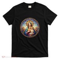 Mother Mary Stained Glass Collection: Sacred Heart Of Mary And Jesus T-Shirt thumb 0