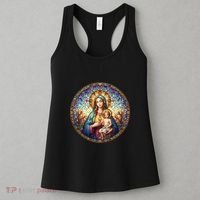 Mother Mary Stained Glass Collection: Sacred Heart Of Mary And Jesus Women's Tank Top thumb 3