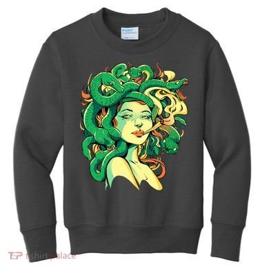 Medusa Marijuana Stoner Kids Sweatshirt