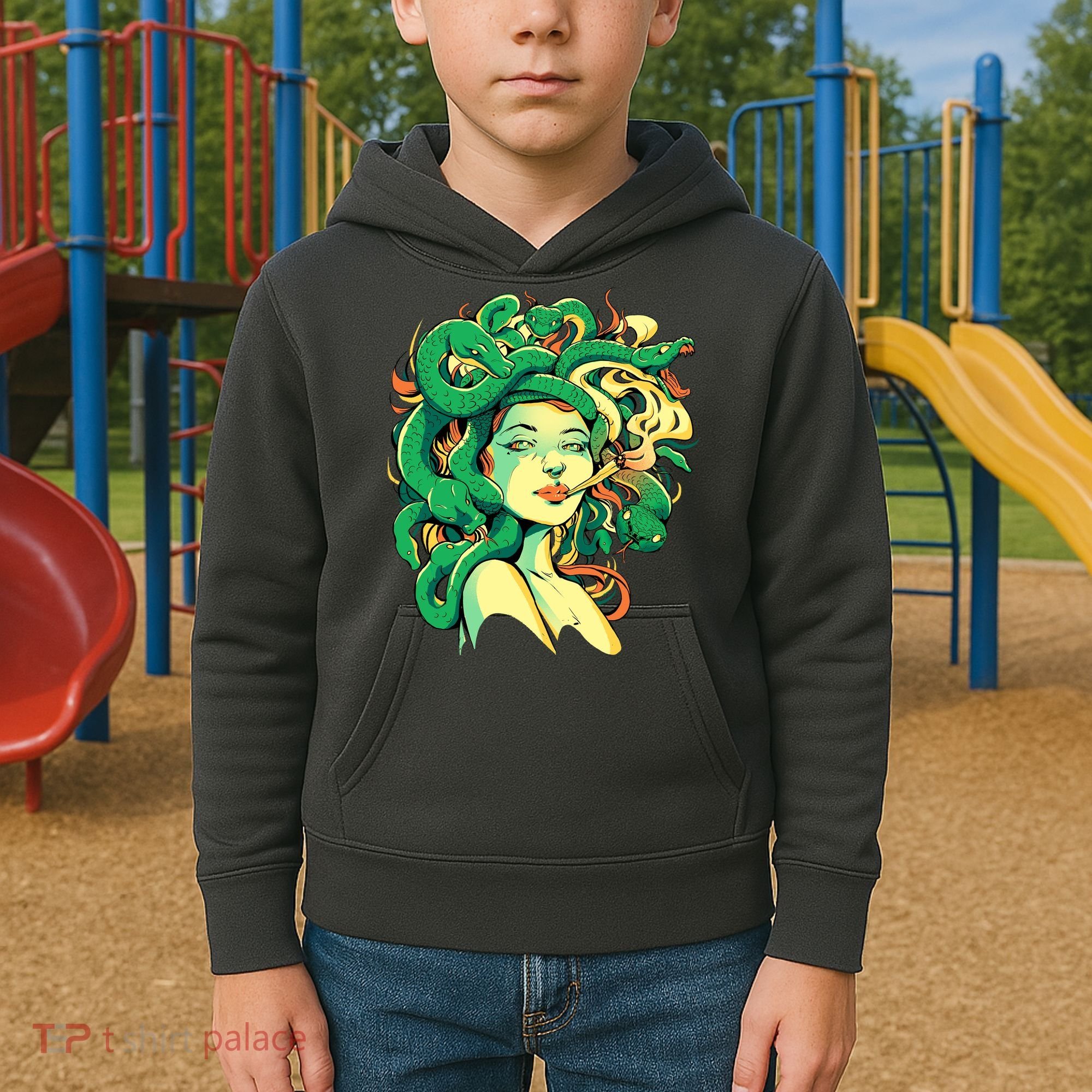 Medusa Marijuana Stoner Kids Hoodie