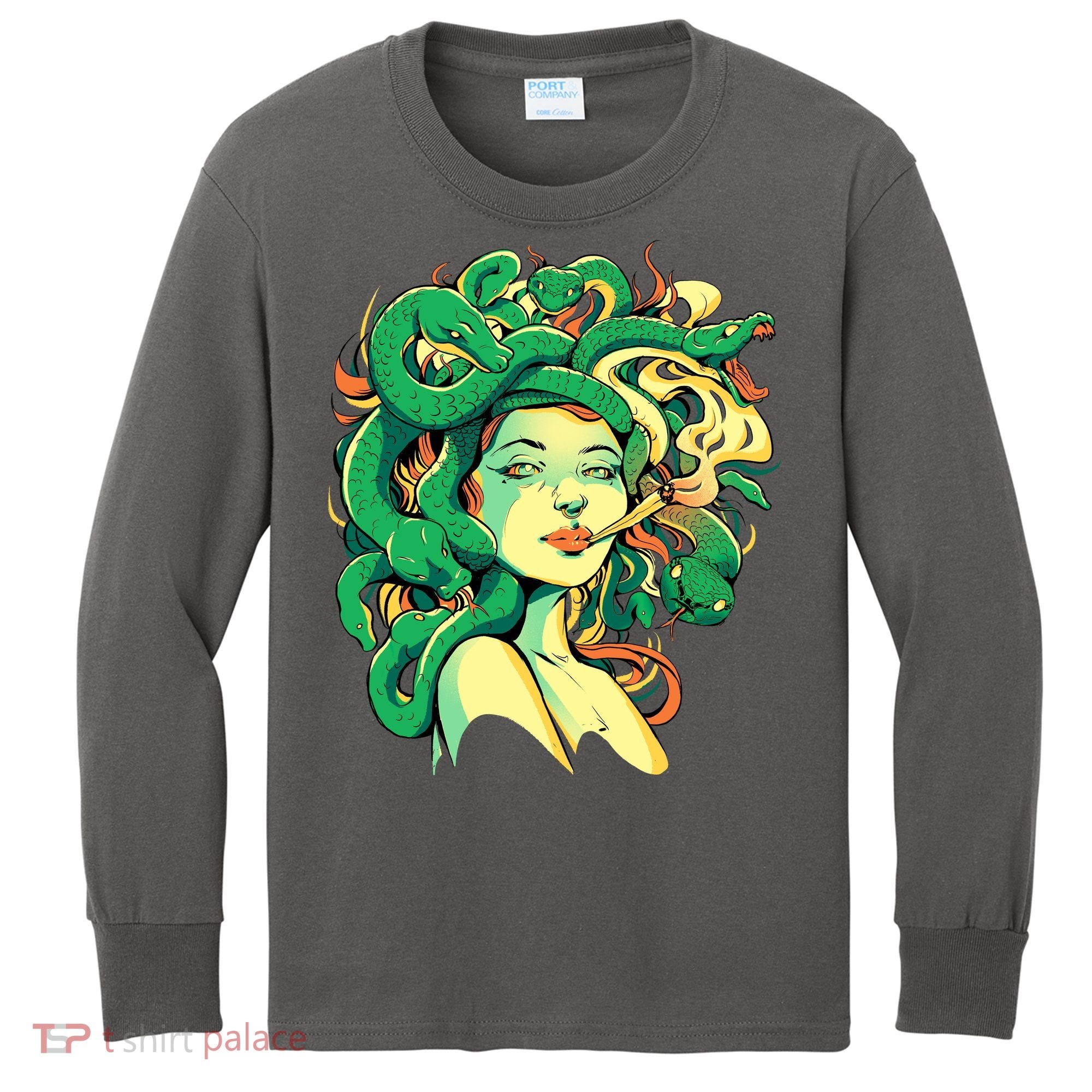 Medusa Marijuana Stoner Kids Long Sleeve Shirt