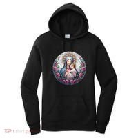 Mother Mary Stained Glass Collection: Roses Mary And Jesus Catholic Christian Women's Hoodie thumb 0